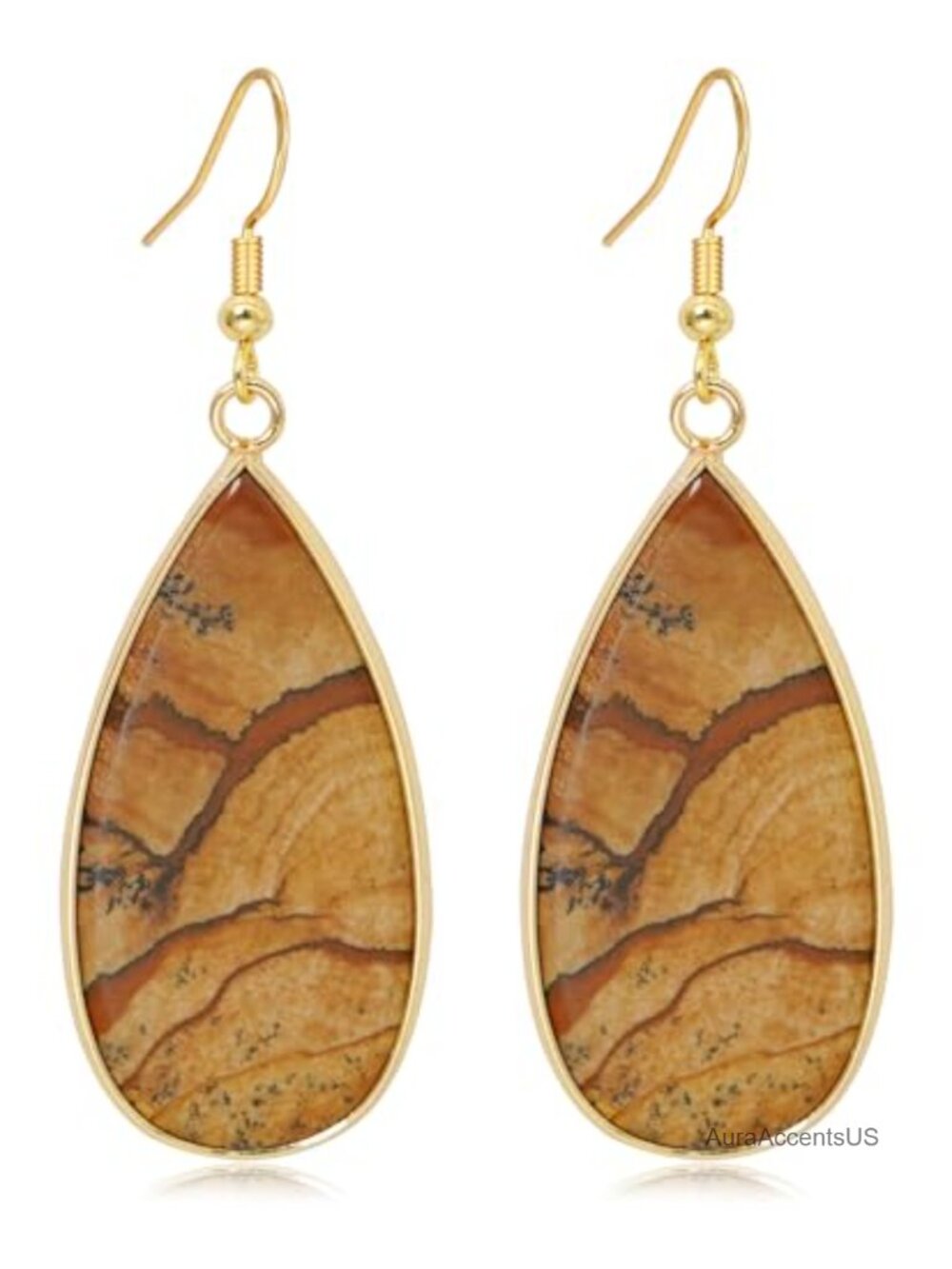 Natural Stone Teardrop Dangle Earrings Crystal Statement Waterdrop